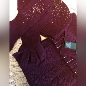 Ralph Lauren Cashmere Wool Blend-Scarf/Hat/Long Gloves-Like NEW
